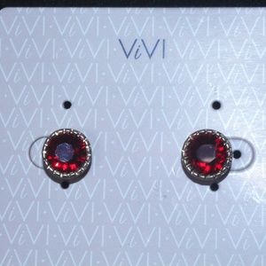 Red gem with gold rim 1 .5" Earrings